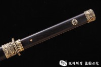 经典铜装八面唐剑 百炼花纹钢烧刃