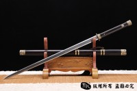 经典铜装八面唐剑 百炼花纹钢烧刃