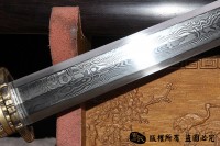 经典铜装八面唐剑 百炼花纹钢烧刃