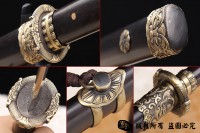 经典铜装八面唐剑 百炼花纹钢烧刃