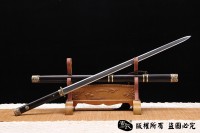 经典铜装八面唐剑 百炼花纹钢烧刃