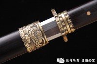 经典铜装八面唐剑 百炼花纹钢烧刃