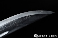 羽毛钢珍珠鱼皮款黑金古刀 大师作品