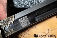 羽毛钢珍珠鱼皮款黑金古刀 大师作品