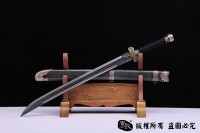 羽毛钢珍珠鱼皮款黑金古刀 大师作品