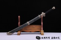 羽毛钢珍珠鱼皮款黑金古刀 大师作品